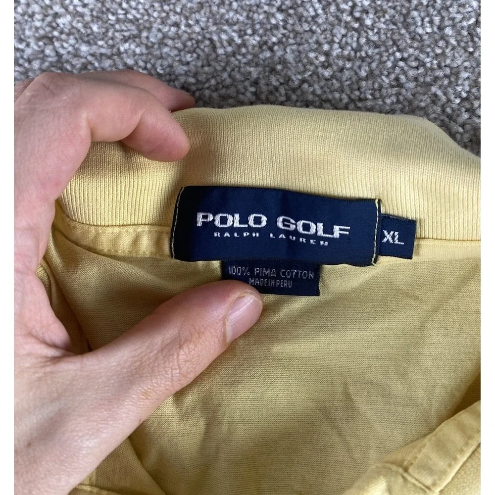 Polo Ralph Lauren Golf Yellow Polo Shirt Pima Cotton Polo Plaid Patch Mens XL